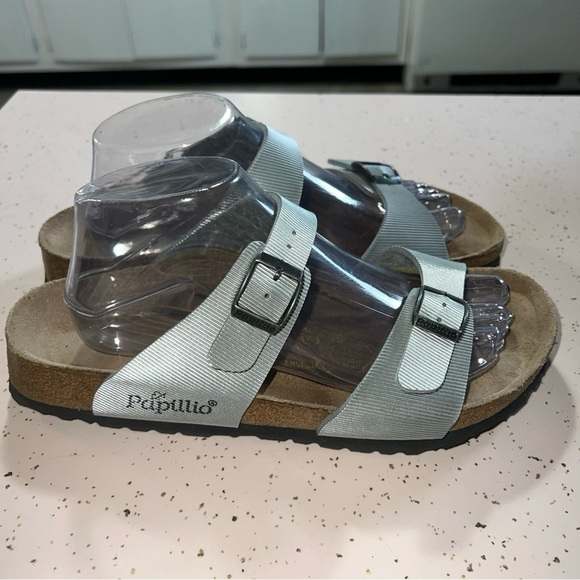 Birkenstock papillio metallic Line Pattern silver 260 sandals Women’s Sz 9 - Picture 6 of 12